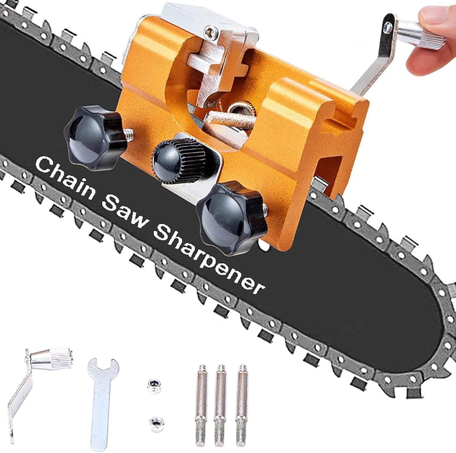 Woodworking Basic Tools - Tragbarer Manueller Kettensägen-Schärfer Werkzeug Schleifstein Reinigungsbürste
