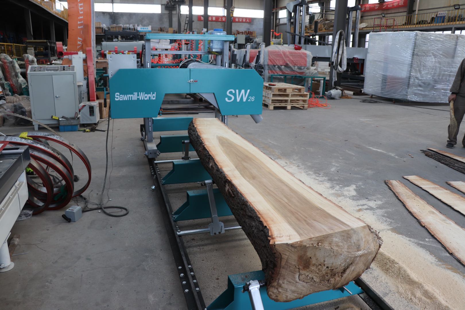 Woodworking Bandsaw - Horizontale Holzschneid-Bandsäge 380V Tragbare Sägemühle für