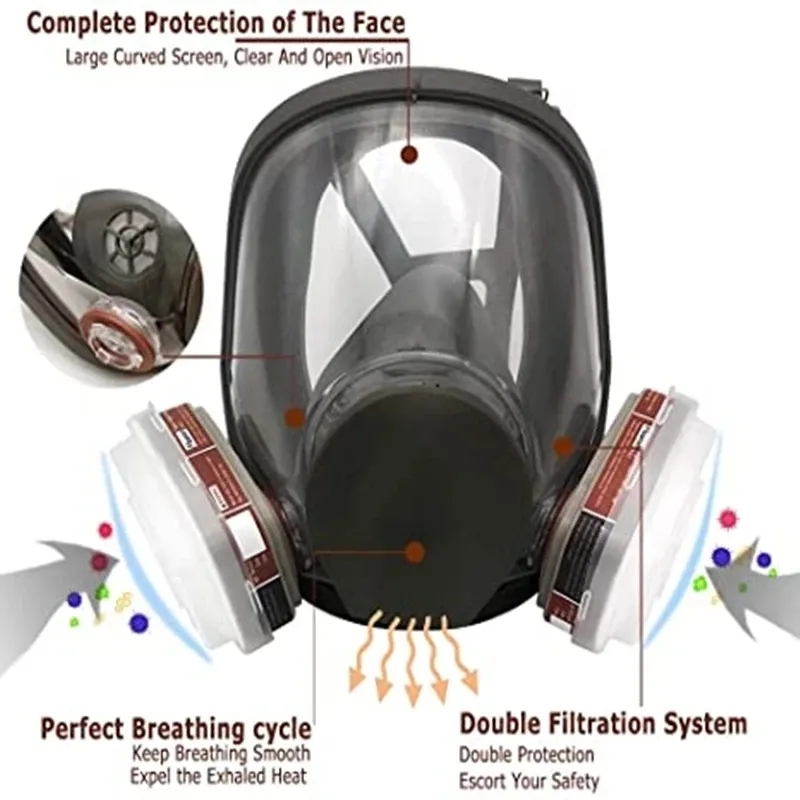 Woodworking Respirator - Große Größe 6800 Gasmaske Vollgesichts-Atemschutzgerät Wiederverwendbar