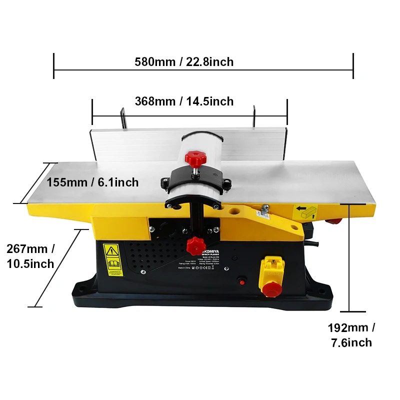 Bench Plane Jointer - 6-Zoll-Tisch-Holzverbinderhobel 1800 W elektrischer Dickenhobel zum