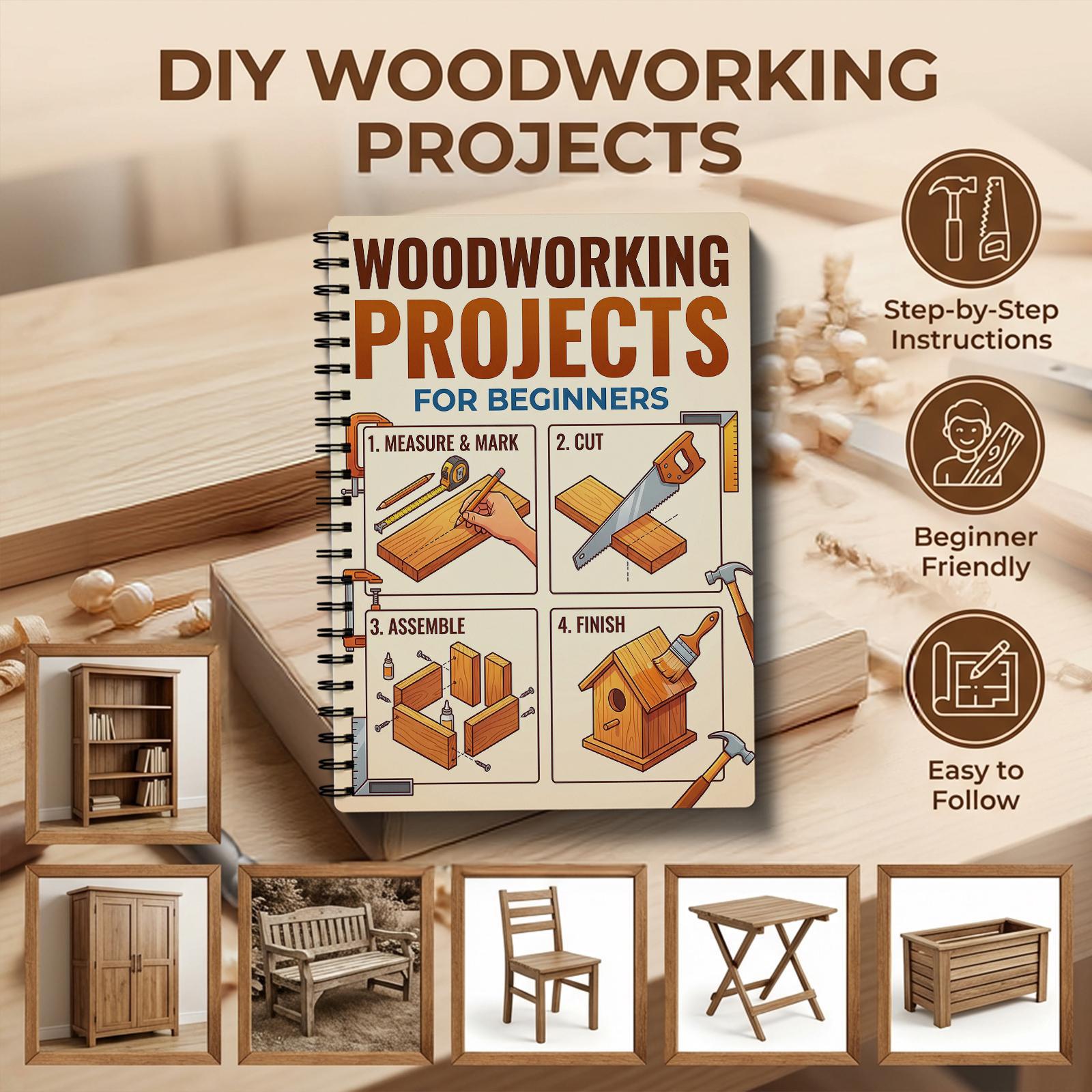 Woodworking Basic Tools - Holzbearbeitungsbuch für Anfänger: Einfache, praktische Projekte