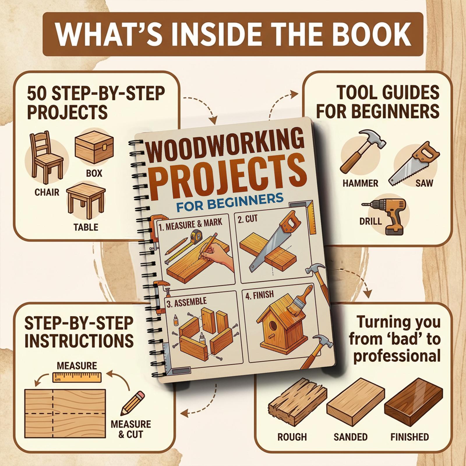 Holzbearbeitungsbuch für Anfän – Woodworking Basic Tools Bewertung und Preis